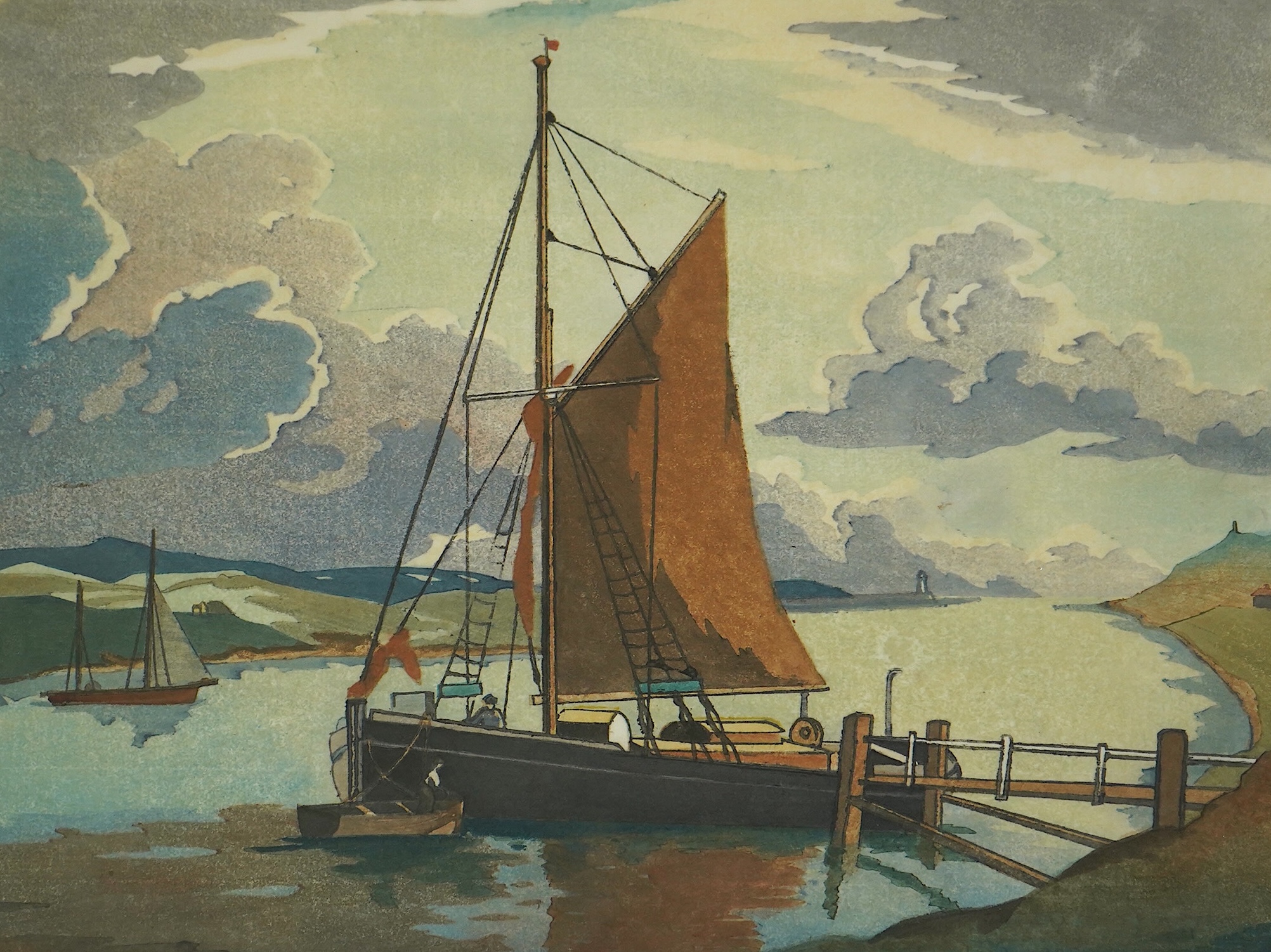 Eric Slater (British, 1896-1963), 'Morning calm', woodcut, 27.5 x 36cm